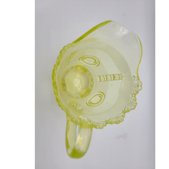 Antique Indiana Tumbler Uranium Vaseline Glass Water Pitcher Jug Dewey Pattern - Picture 2 of 8